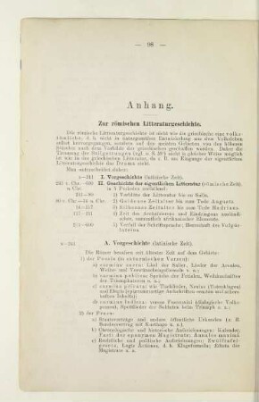 Anhang. Zur römischen Litteraturgeschichte