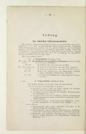 Anhang. Zur römischen Litteraturgeschichte