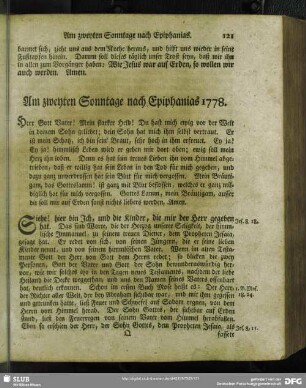 Am zweyten Sonntage nach Epiphanias 1778