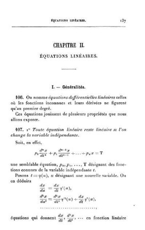 Chapitre II. Équations linéaires.