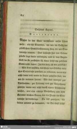 Sechstes Kapitel. Seelenruhe