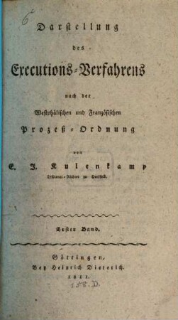 Darstellung des Executionsverfahrens nach der Westphälischen und Französischen Prozeßordnung, 1