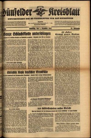 Ausgabe vom Samstag, den 05. Dezember 1942.