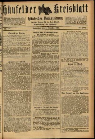 Ausgabe vom Donnerstag, den 08. November 1923.