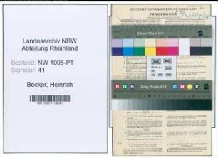 Entnazifizierung Heinrich Becker , geb. 21.09.1896 (Postschaffner)