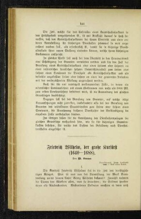 Friedrich Wilhelm, der große Kurfürst (1640-1688)