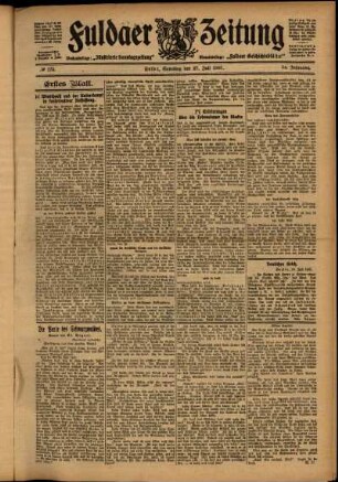 Erste Ausgabe vom Samstag, den 27. Juli 1907.