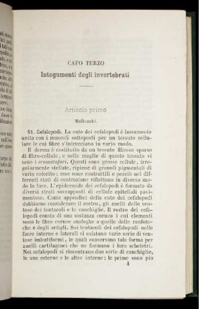 Capo Terzo. Integumenti degli invertebrati