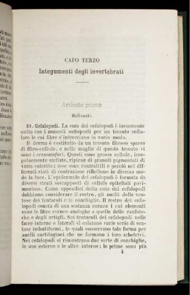 Capo Terzo. Integumenti degli invertebrati