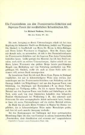 Die Foraminiferen aus den Transversarius-Schichten und Impressa-Tonen der nordöstlichen Schwäbischen Alb