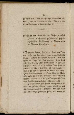 Nachricht von einer mit dem Anfange dieses Jahres zu Stande gekommenen gesellschaftlichen Verbindung in Marne und im Marner Kirchspiele