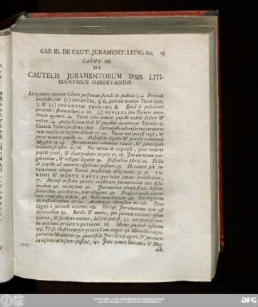 Caput III. De Cautelis Iuramentorum Ipsis Litigantibus Observandis.