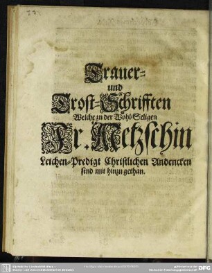 Trauer-und Trost-Schriften