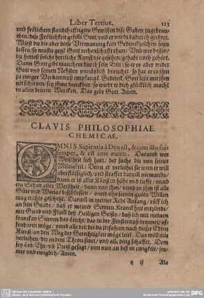 CLAVIS PHILOSOPHIAE CHEMICAE.