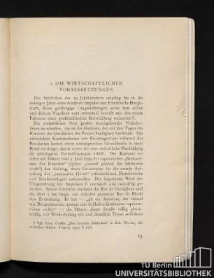 1. Die wirtschaftlichen Voraussetzungen