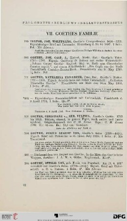 VII. Goethes Familie (Nr. 199-207)