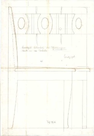 Fischer, Theodor; Pfullingen; Landgut Erlenhof - Bank in der Vorhalle (Schnitt)