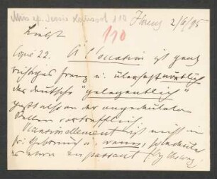 Briefkarte an Marie von Bülow : 02.06.1895
