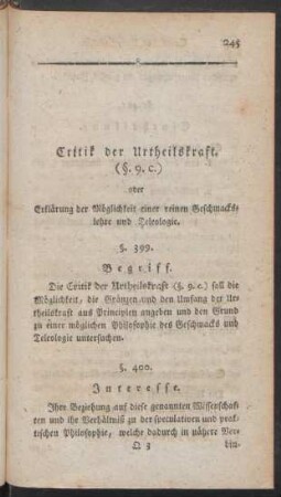 Critik der Urtheilskraft