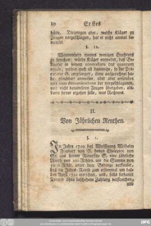 II. Von Jährlichen Renthen.