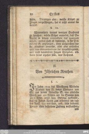 II. Von Jährlichen Renthen.