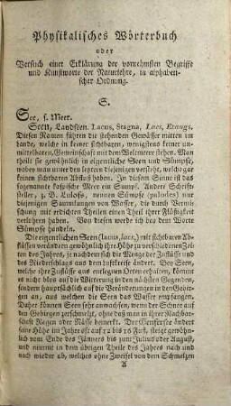 Physikalisches Wörterbuch oder Versuch einer Erklärung der vornehmsten Begriffe und Kunstwörter der Naturlehre : mit kurzen Nachrichten von der Geschichte der Erfindungen und Beschreibungen der Werkzeuge begleitet ; in alphabetischer Ordnung, 4. Von See bis Z