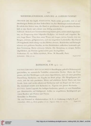 Bildwerke des Renaissance und des Barock (Nr. 251-298) und Tafeln CVII-CXVI
