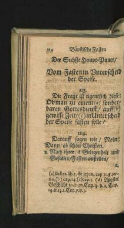 Der Sechste Haupt-Punct/ Vom Fasten in Unterscheid der Speise.