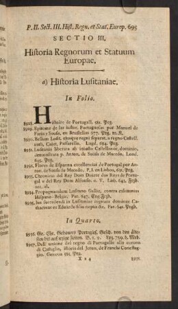 Sectio III. Historia Regnorum et Statuum Europae.