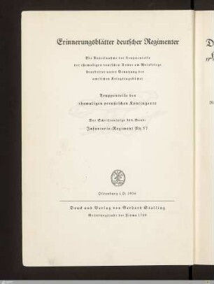 Das Kgl. Preuß. Infanterie-Regiment "Herzog Ferdinand von Braunschweig" (8. Westfälisches Nr. 57) im Weltkrieg 1914-1918 : nach amtlichen Unterlagen und Aufzeichnungen von Mitkämpfern