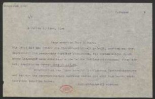 Brief an Julius Bittner : 06.01.1919