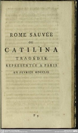 Rome Sauvée Ou Catilina Tragédie