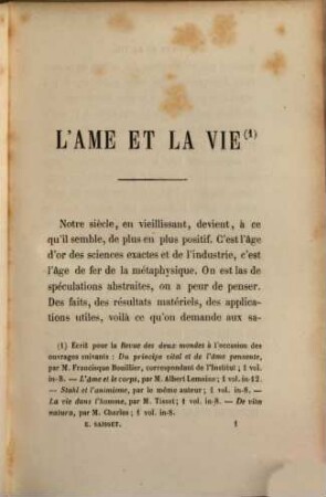 L' ame et la vie : Étude sur la renaissance de l'animisme. Suivie d'un examen de l'esthétique française