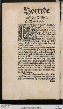 Vorrede auff den Psalter