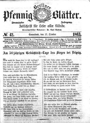 No. 42, Sonnabend, den 17. October 1863