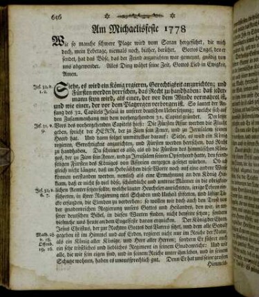 Am Michaelisfest 1778. - Am 16. Sonntage nach Trinitatis. 1778.
