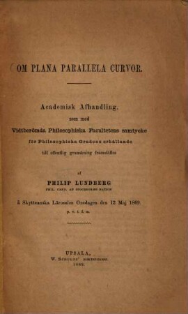 Om plana parallela curvor : Akademisk Afhandling