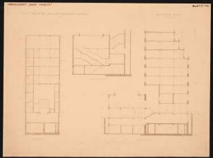 Augustusplatz, Leipzig Bankhaus Kroch (Westseite): Bankhaus Kroch, Schnitte 1:100 (von Inv.Nr. 5315)