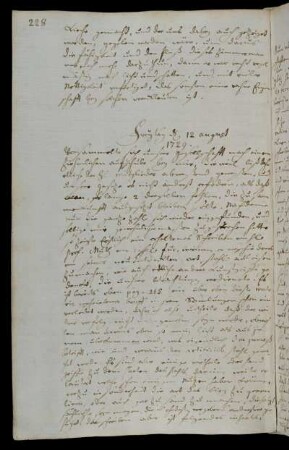 Freytag d 12 august 1729.