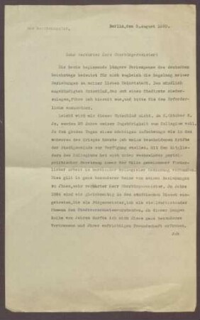 Abschrift des Rücktritts von Constantin Fehrenbach als Stadtrat (Typoskript)
