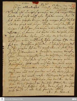 Brief von August Hermann Francke an Anna Magdalena Francke.