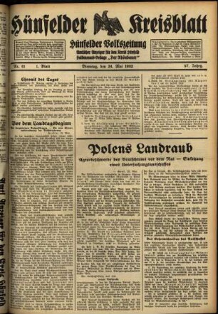 Erste Ausgabe vom Dienstag, den 24. Mai 1932.