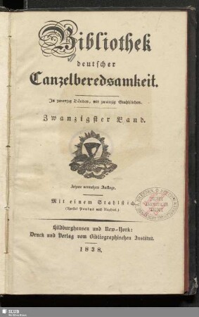 20: Bibliothek deutscher Canzelberedsamkeit : in zwanzig Bänden, mit zwanzig Stahlstichen