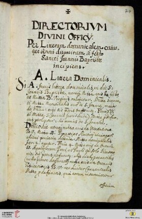 Directorium divini officy per litteram dominicalem