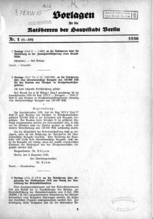Nr. 1 (1-39), 23. Januar 1936