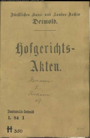 Husemann, Henrich und Franz, Brüder gegen Adolf Kirchmann, Meier zu Eckendorf - Schuldforderung