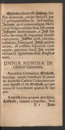 Omnia Nomina In Old sunt Germanica.