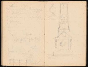 Skizzenbuch: Diverse Skizzen: Ansicht und Details Denkmal
