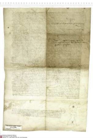 Johann Dornheim, Kleriker der Mainzer Diözese, öffentlicher Notar kaiserlicher Autorität, bekundet, dass Johann [von Merlau], Abt von Fulda, Dekan...