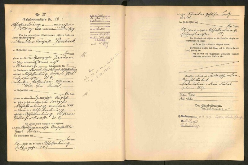 Standesamtsbuch der Stadt Aschaffenburg: Eheschließungen 252/1930 - 130/1931